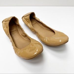 Tory Burch Eddie Patent Leather Tan Ballet Flats